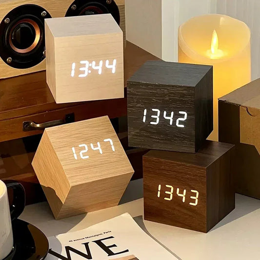 Réveil Digital En Bois Pour Bureau Et Chambre